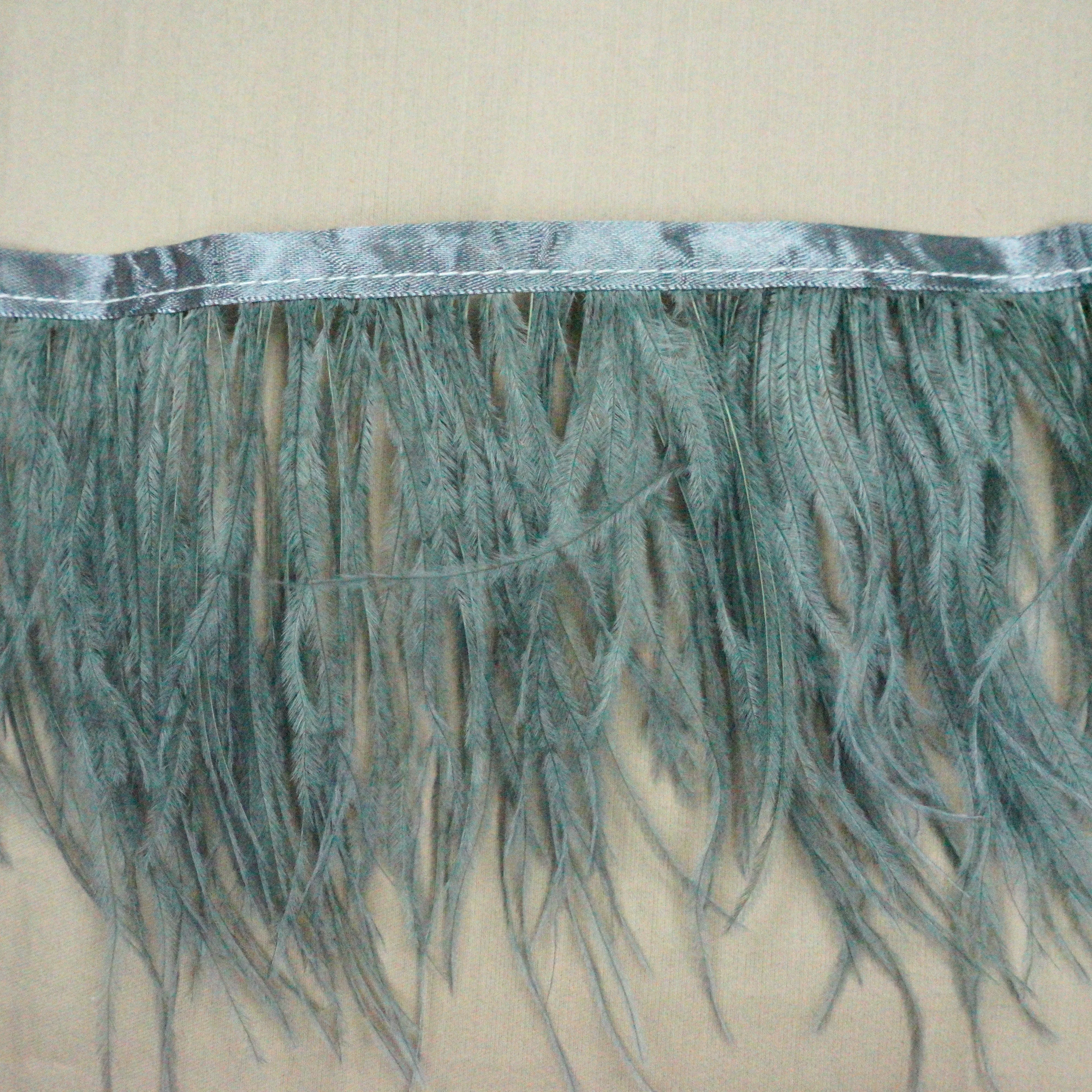 Dusty Teal Ostrich Feather Trim 2 PLY
