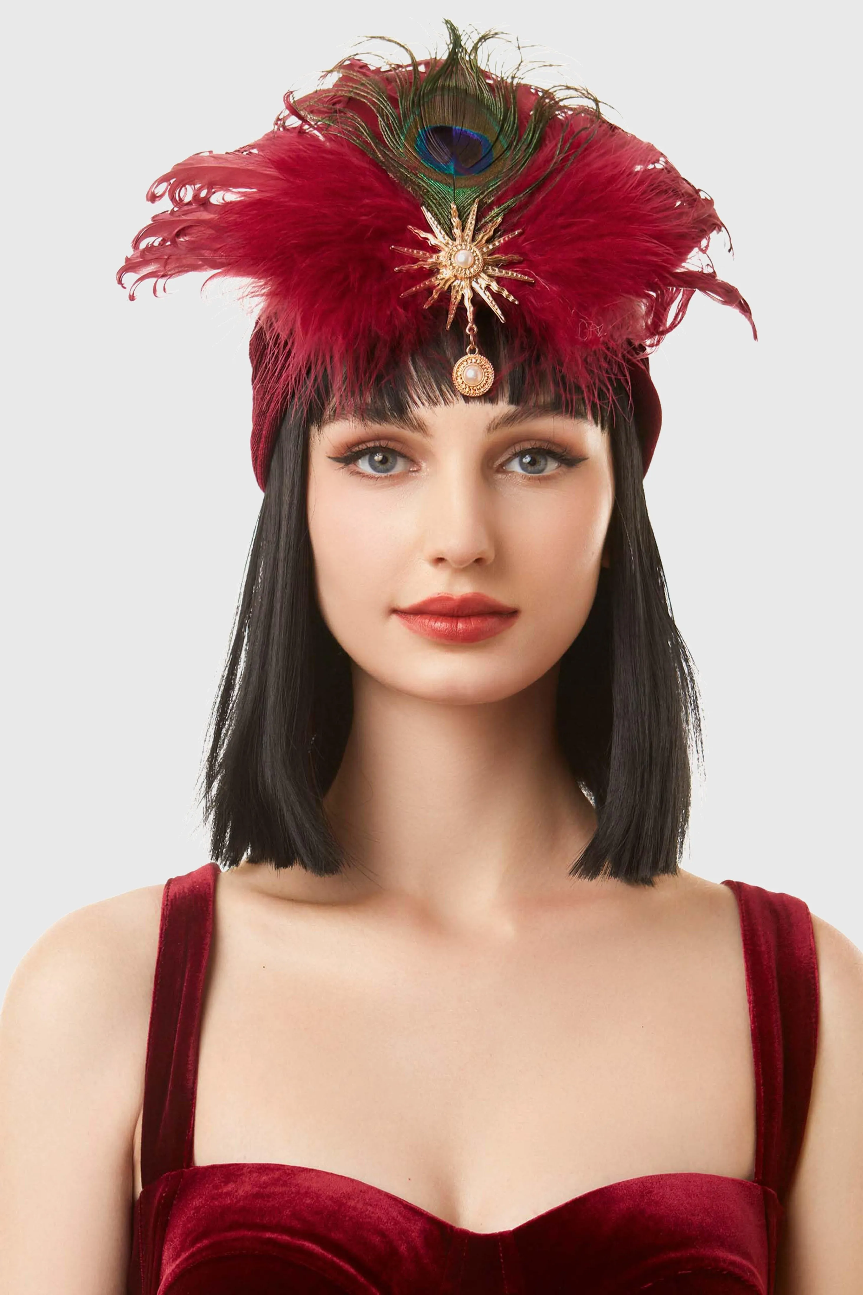Elegant Feathered Peacock Turban Hat