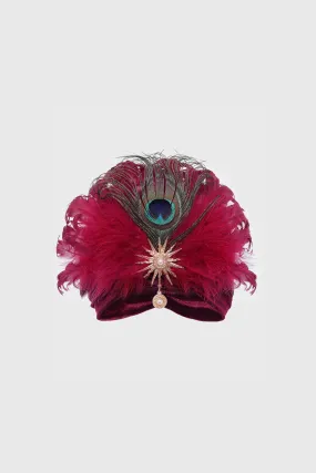 Elegant Feathered Peacock Turban Hat