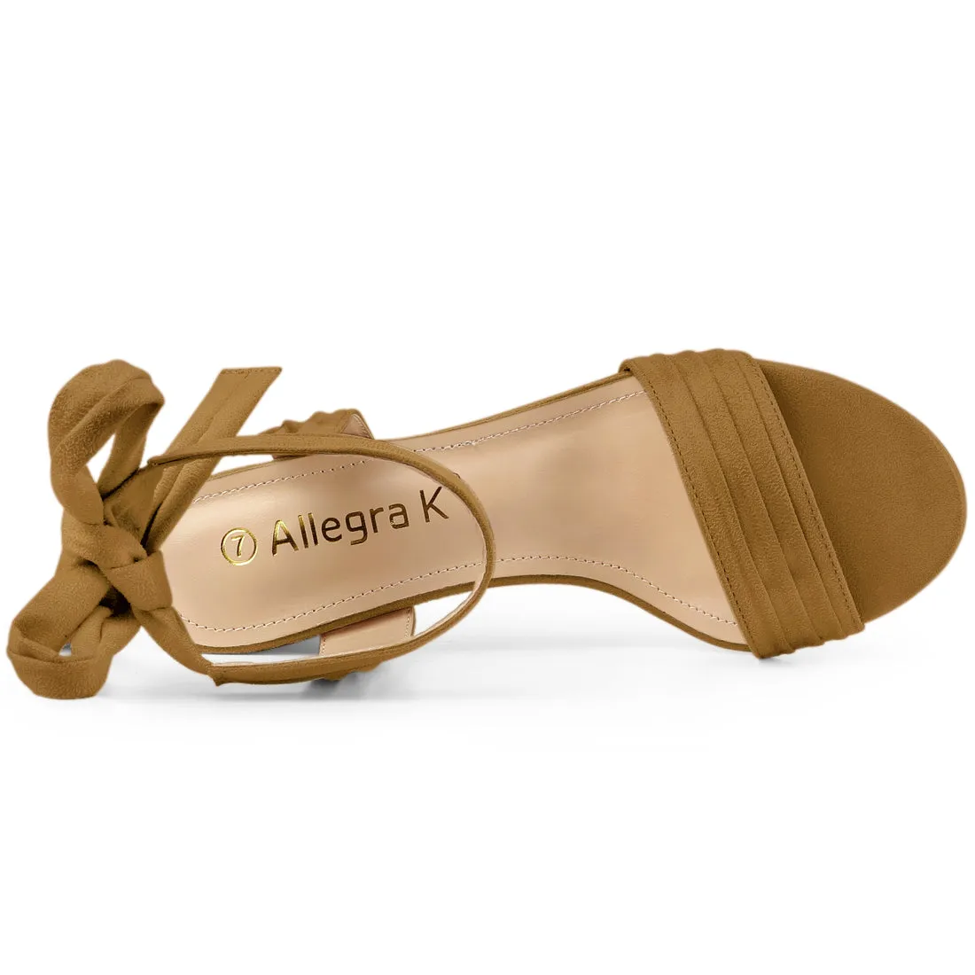 Faux Suede Open Toe Ankle Tie Back Block Heel Sandals