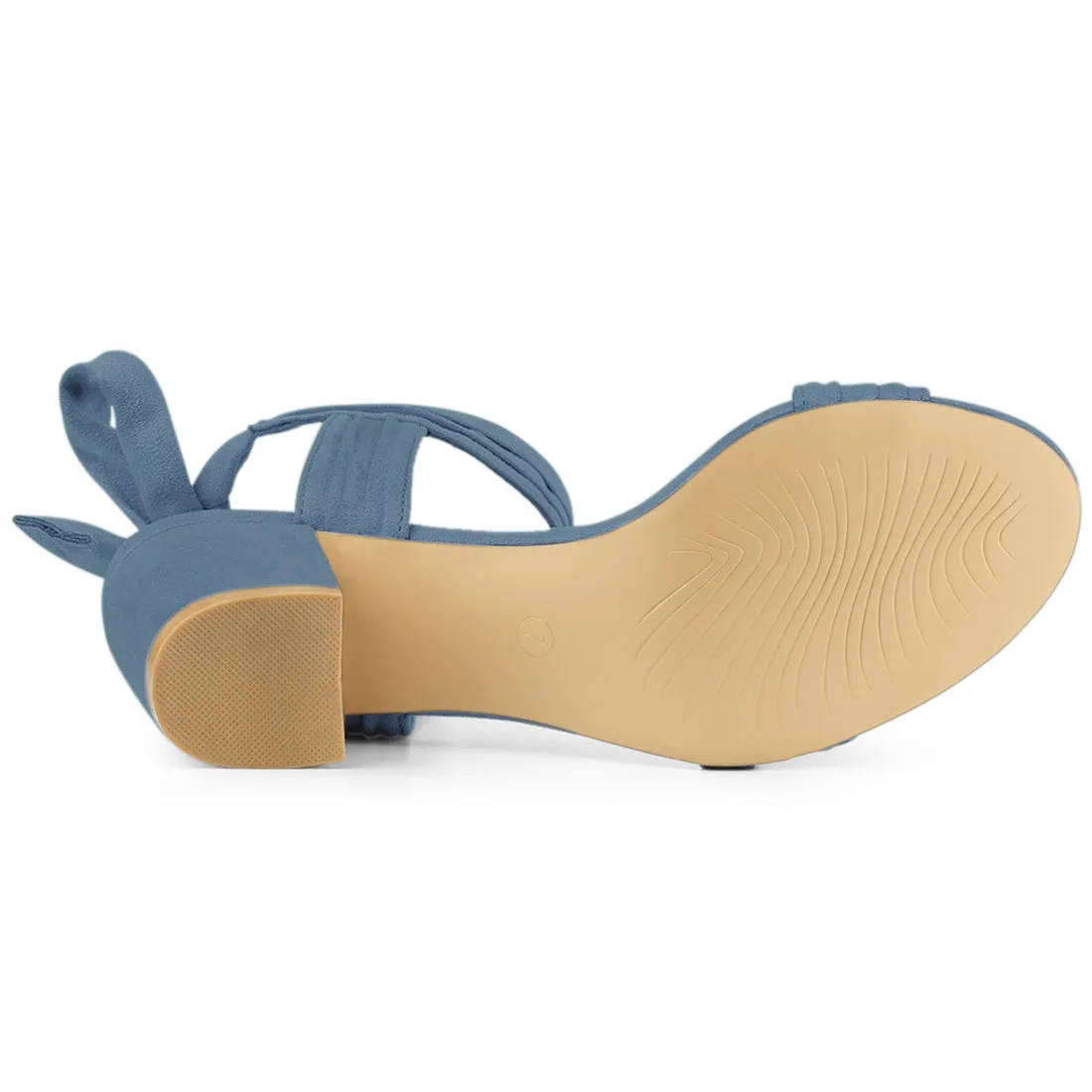 Faux Suede Open Toe Ankle Tie Back Block Heel Sandals