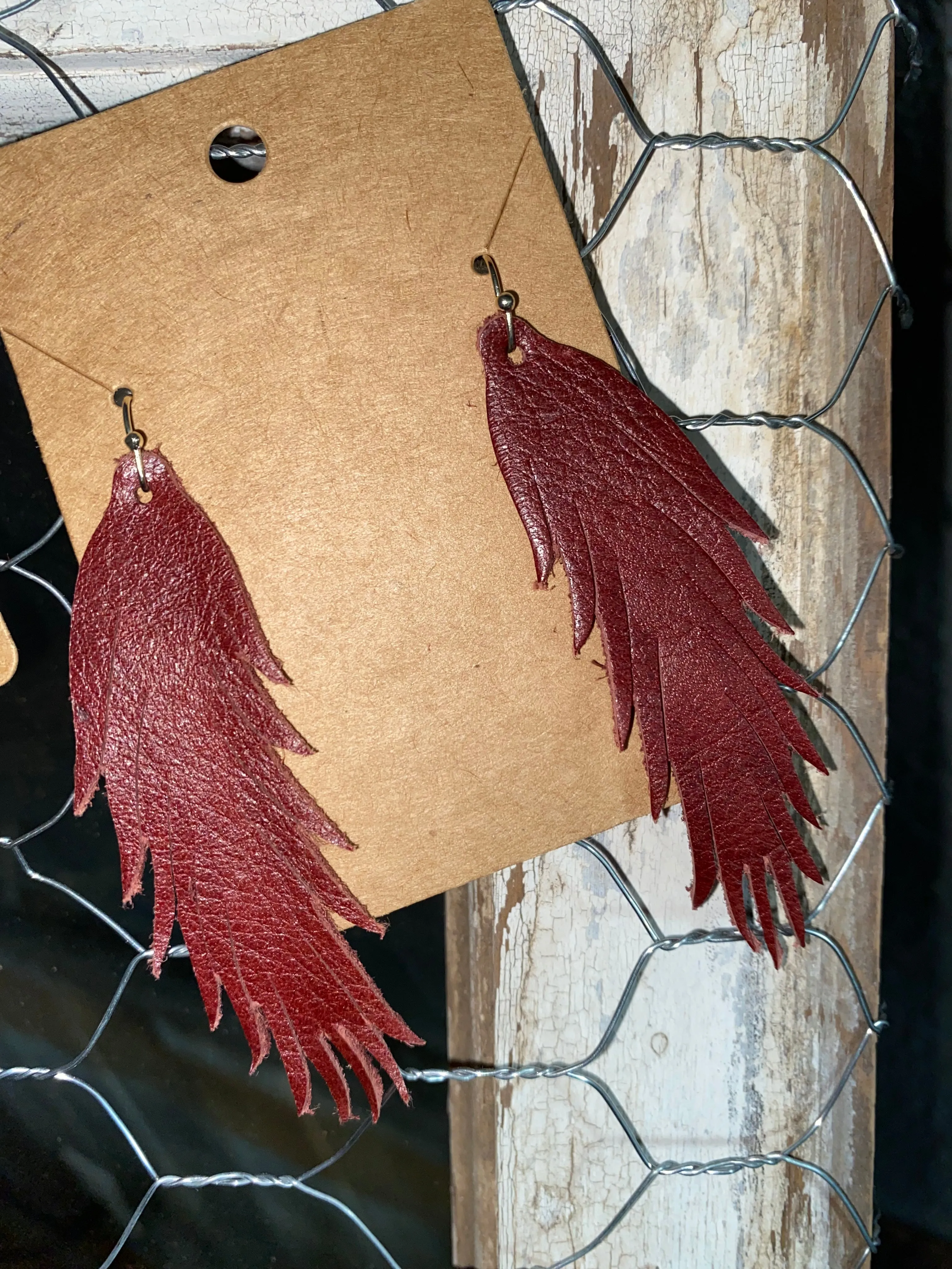 Feathered Leather Earrings