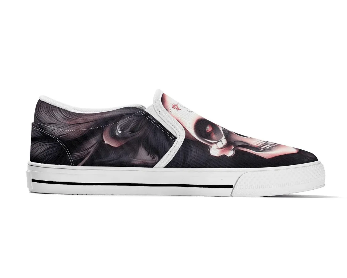 Feathered Skull Slip-Ons