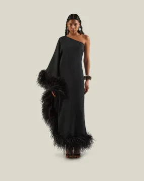 Feathered Ubud Dress in Black