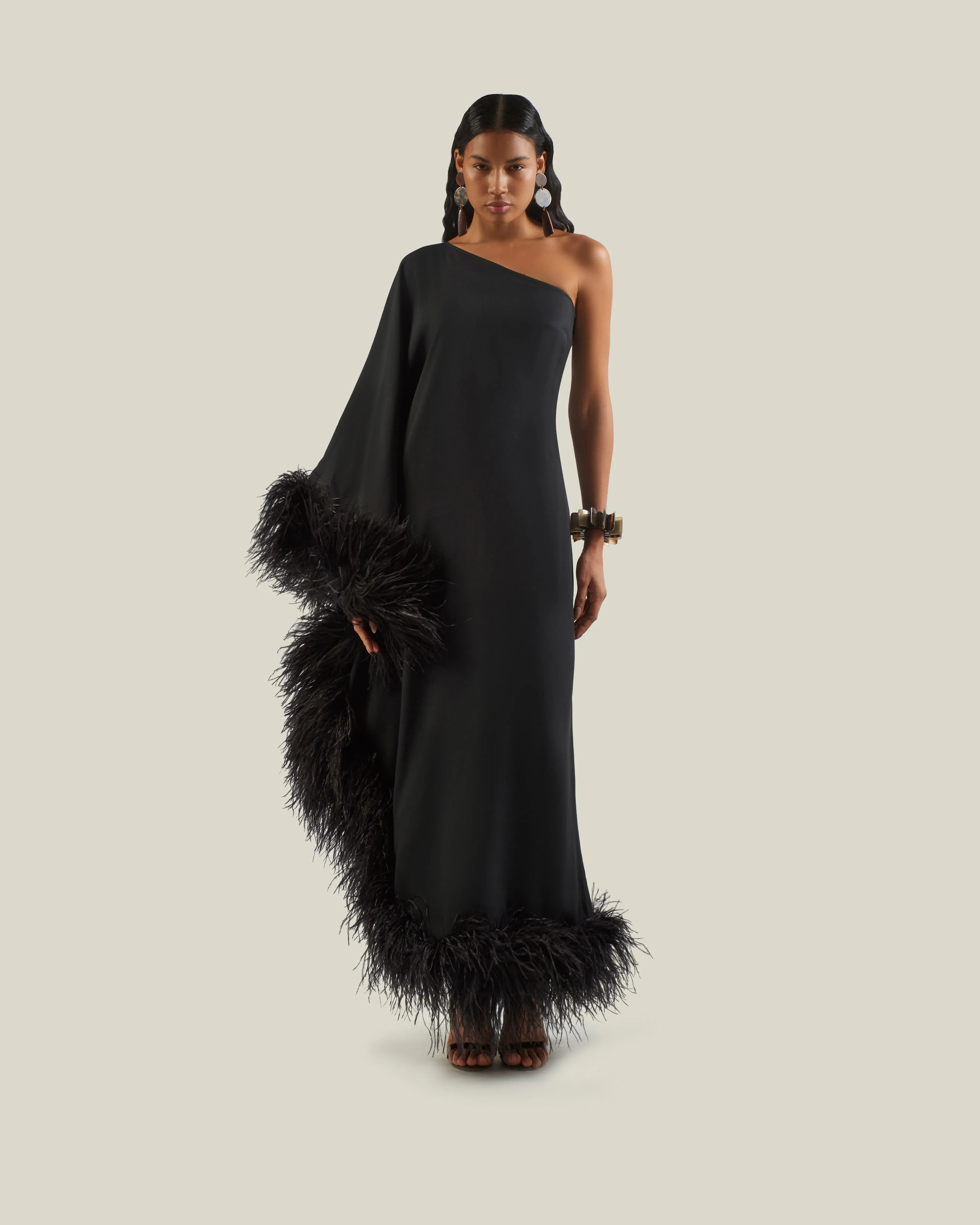 Feathered Ubud Dress in Black