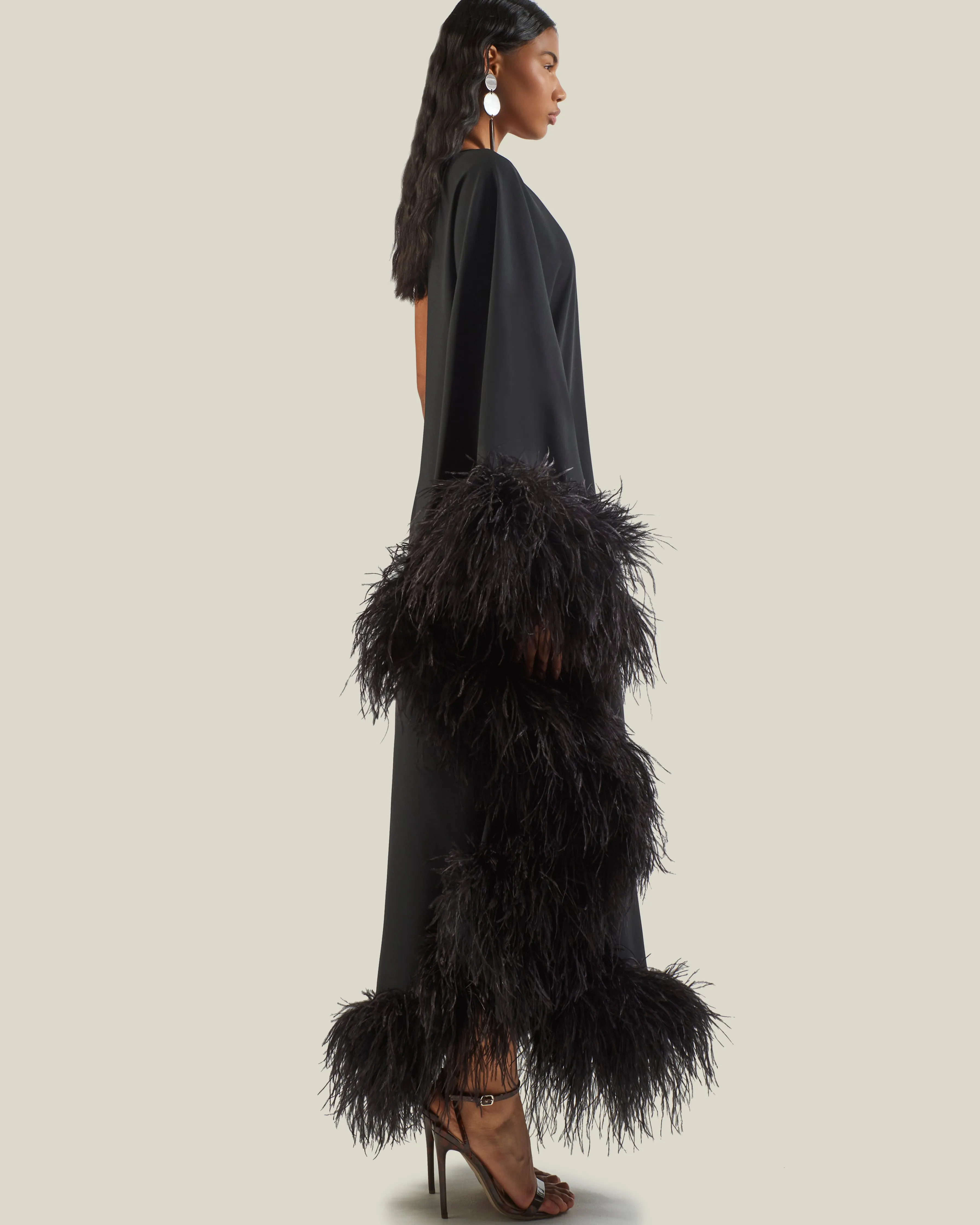 Feathered Ubud Dress in Black