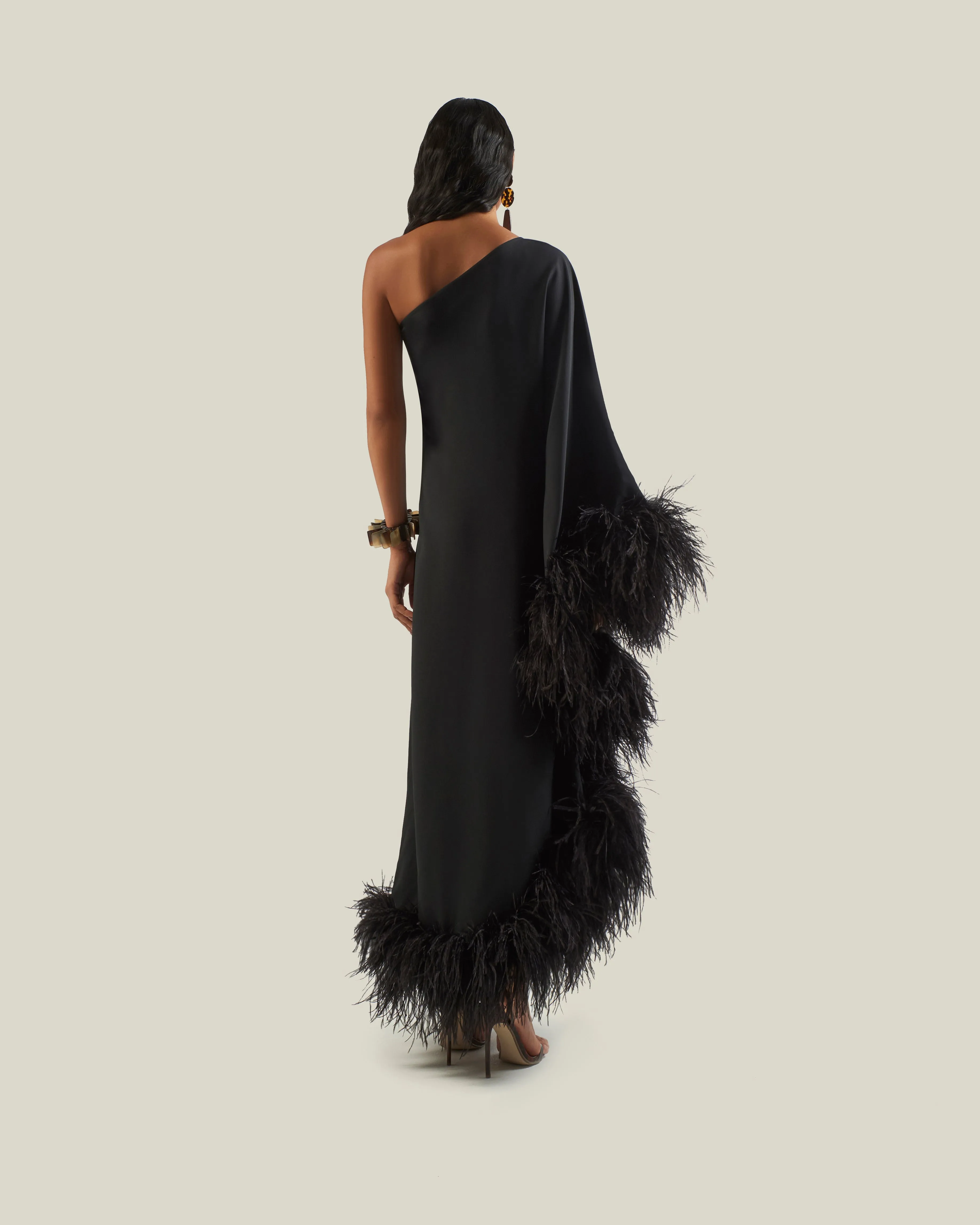 Feathered Ubud Dress in Black