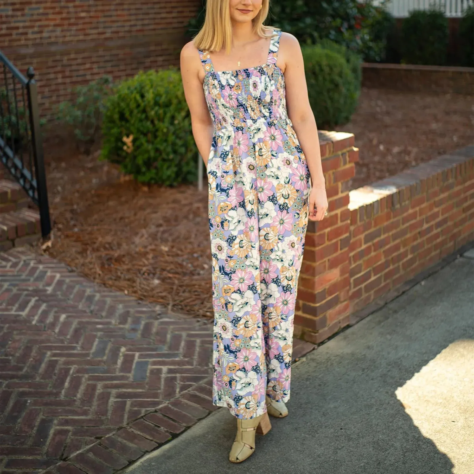Full Length Sleeveless Boho Wide Leg Rompers