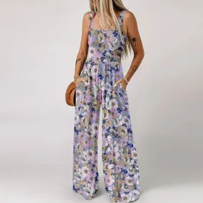 Full Length Sleeveless Boho Wide Leg Rompers