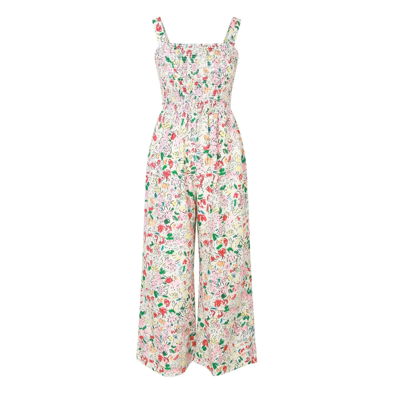 Full Length Sleeveless Boho Wide Leg Rompers