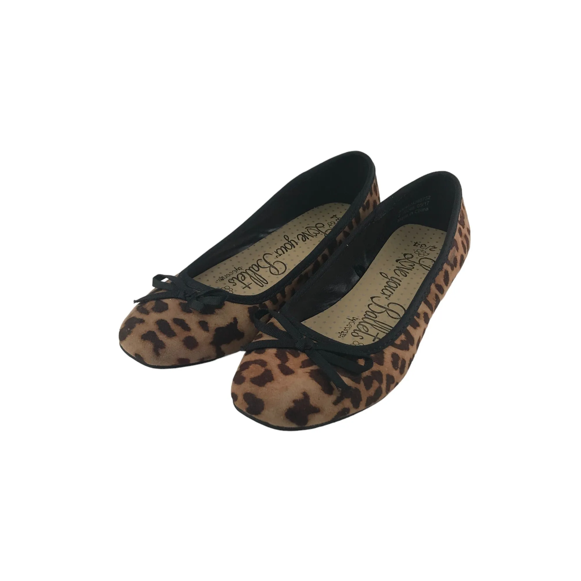 George Ballerinas Shoe Size 2 Brown Leopard Print Flat Pumps
