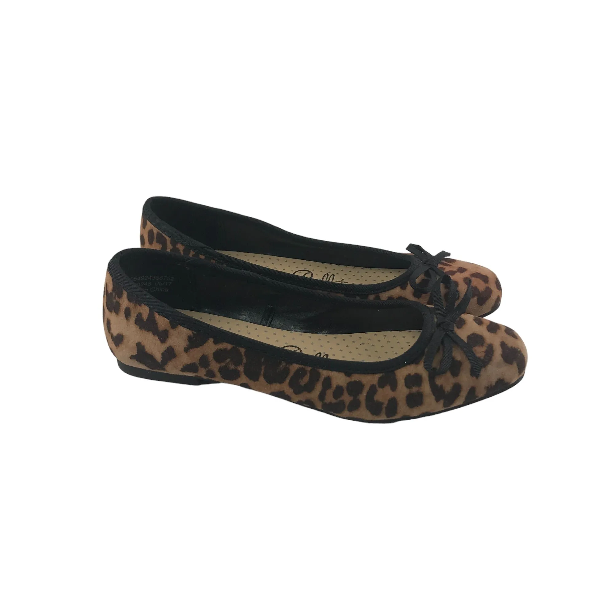 George Ballerinas Shoe Size 2 Brown Leopard Print Flat Pumps