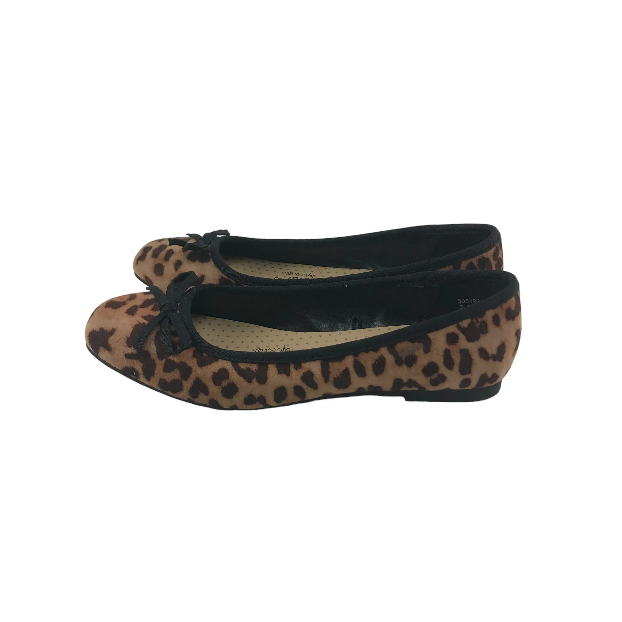 George Ballerinas Shoe Size 2 Brown Leopard Print Flat Pumps