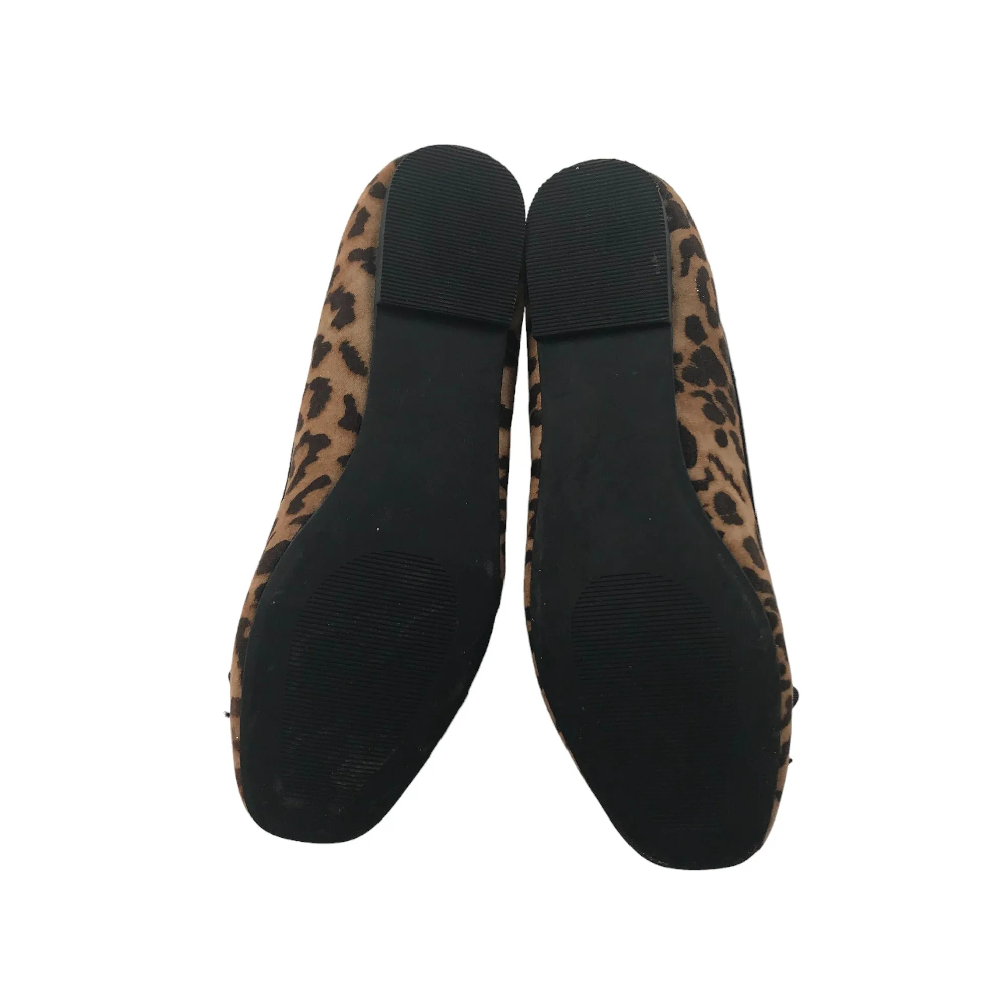 George Ballerinas Shoe Size 2 Brown Leopard Print Flat Pumps