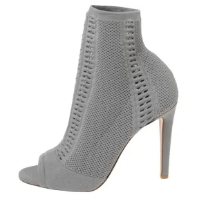 GIANVITO ROSSI KNIT FABRIC OPEN TOE ANKLE SOCK BOOTS