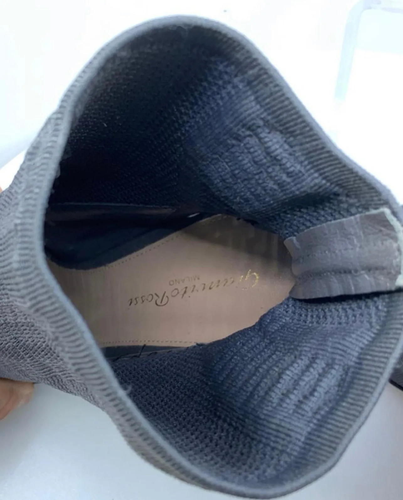 GIANVITO ROSSI KNIT FABRIC OPEN TOE ANKLE SOCK BOOTS