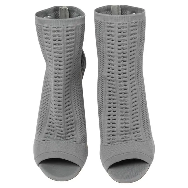 GIANVITO ROSSI KNIT FABRIC OPEN TOE ANKLE SOCK BOOTS