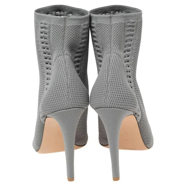 GIANVITO ROSSI KNIT FABRIC OPEN TOE ANKLE SOCK BOOTS