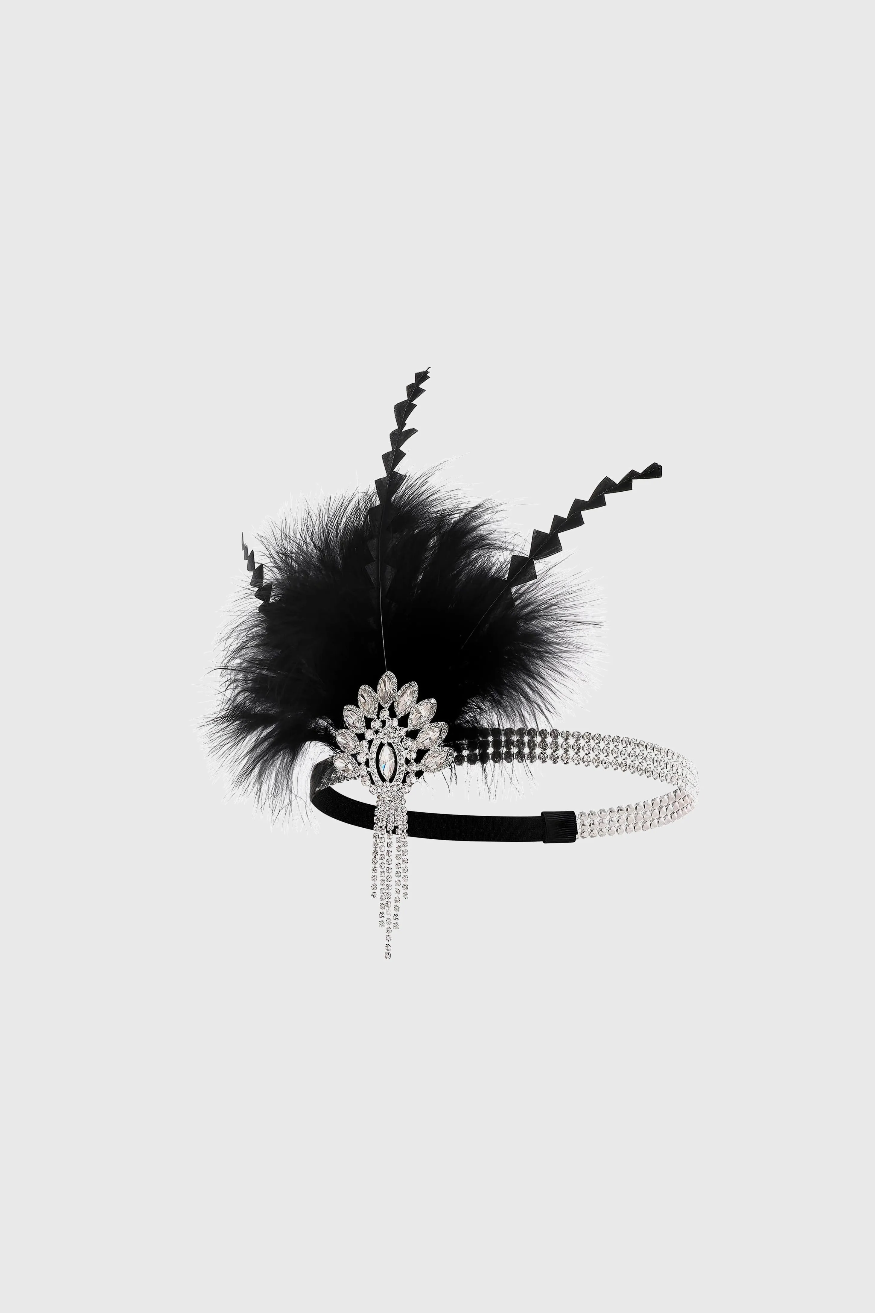 Glamorous Feathered Crystal Headband