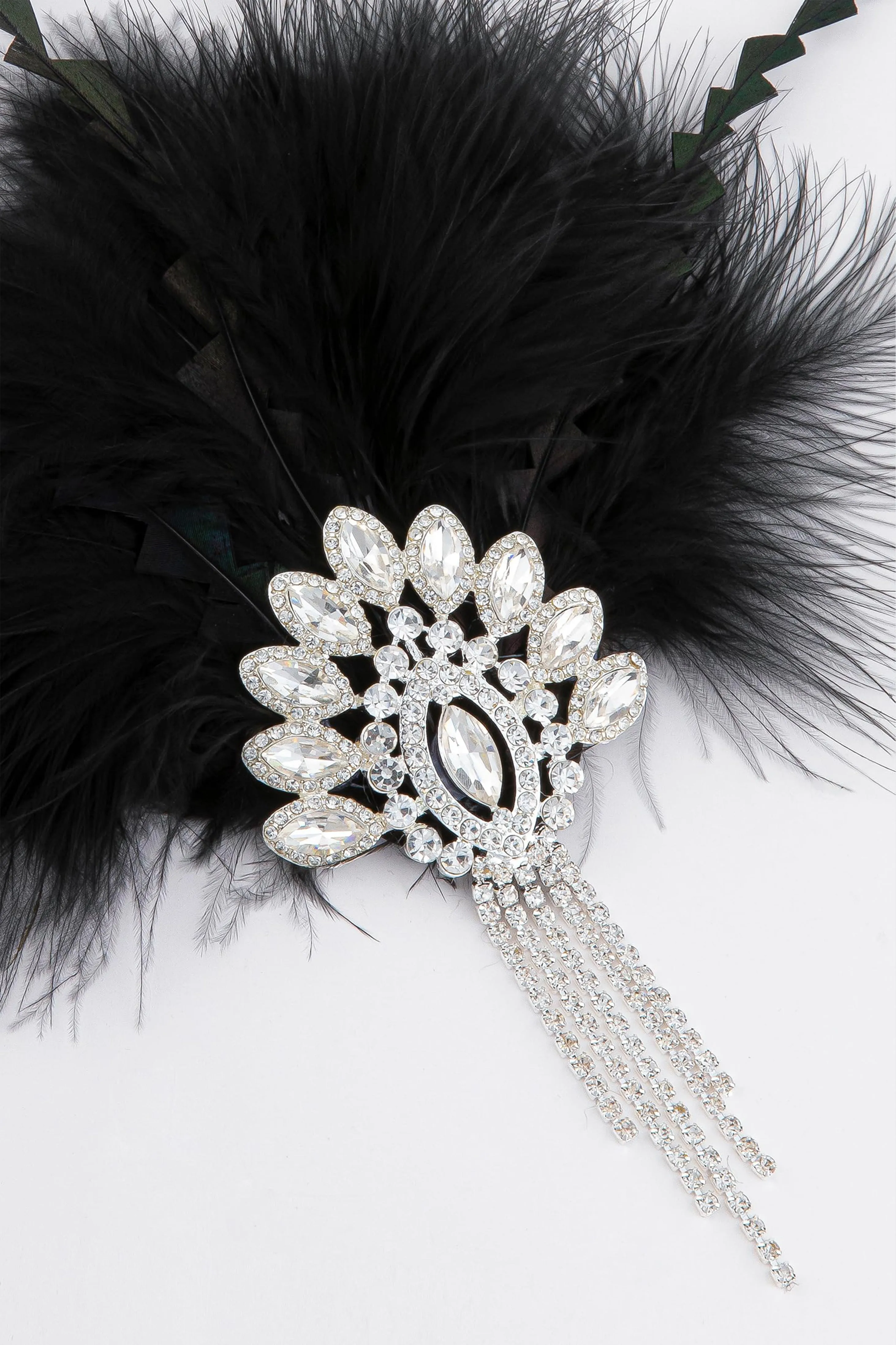 Glamorous Feathered Crystal Headband