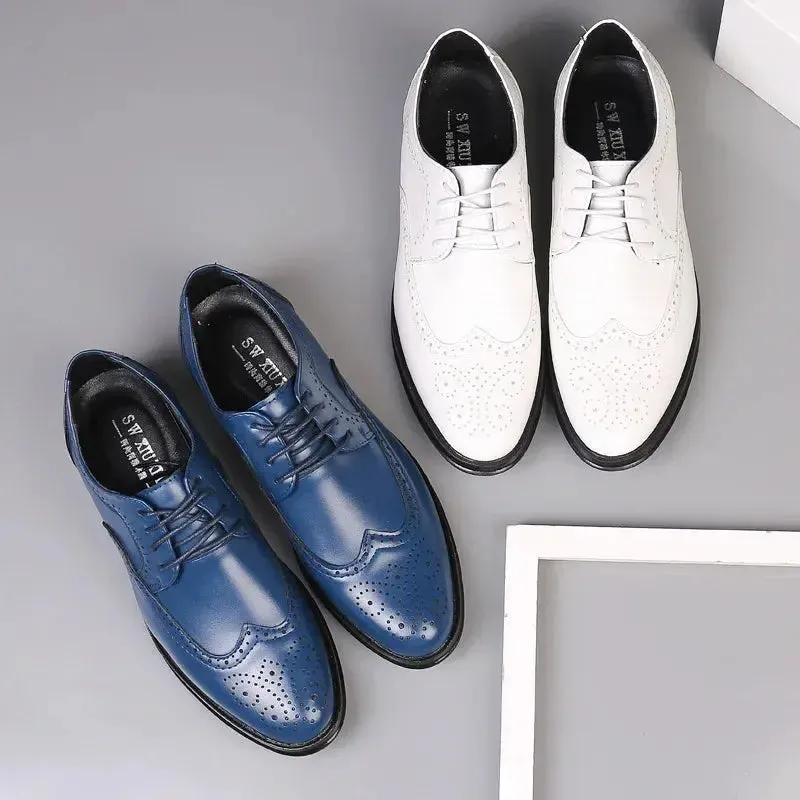 Handcrafted Mens  Oxford Shoes Genuine Calfskin Leather Brogue Dress Shoes