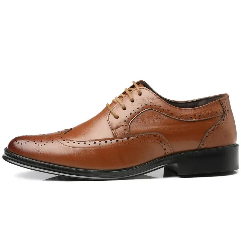 Handcrafted Mens  Oxford Shoes Genuine Calfskin Leather Brogue Dress Shoes