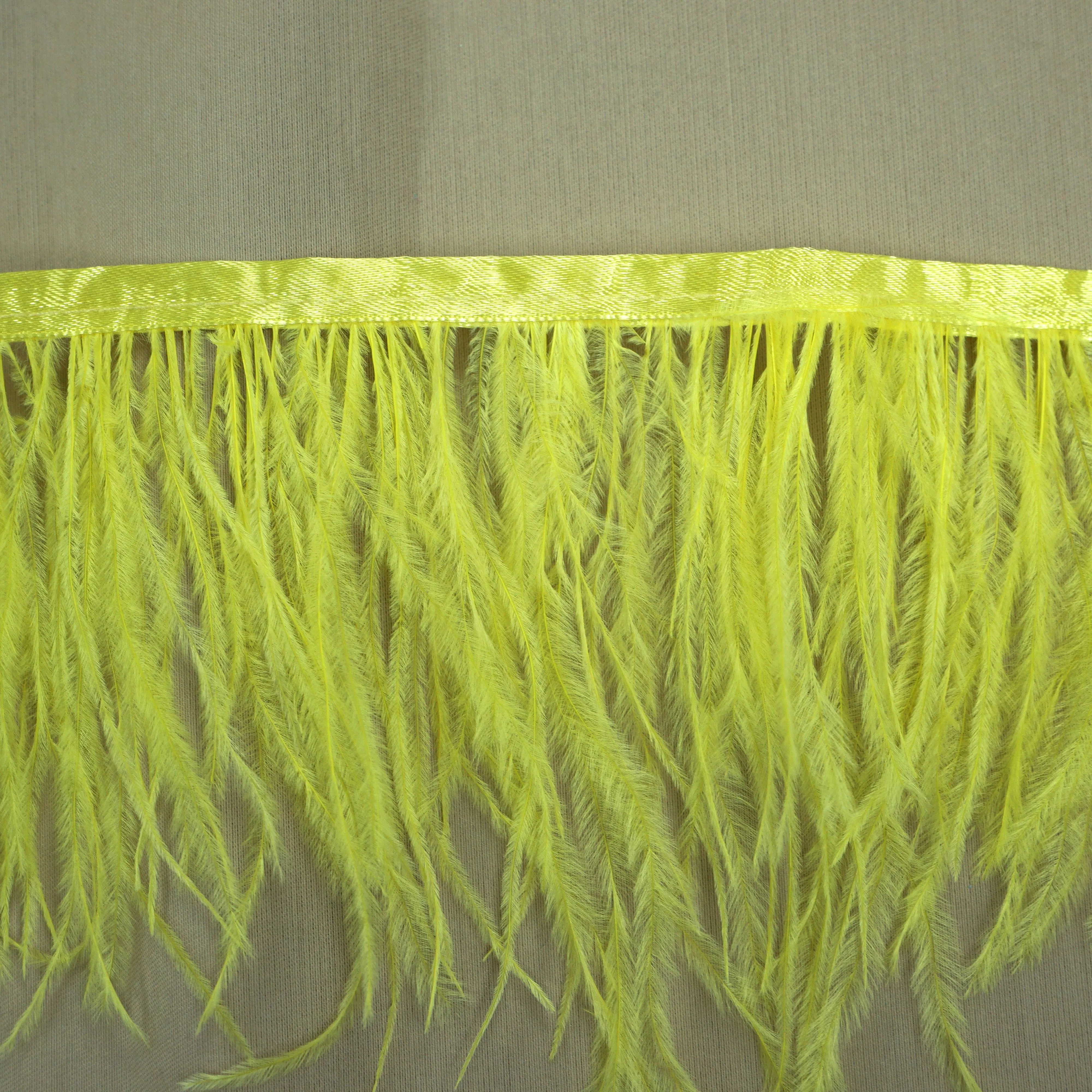 Lemon Yellow Ostrich Feather Trim 2 PLY