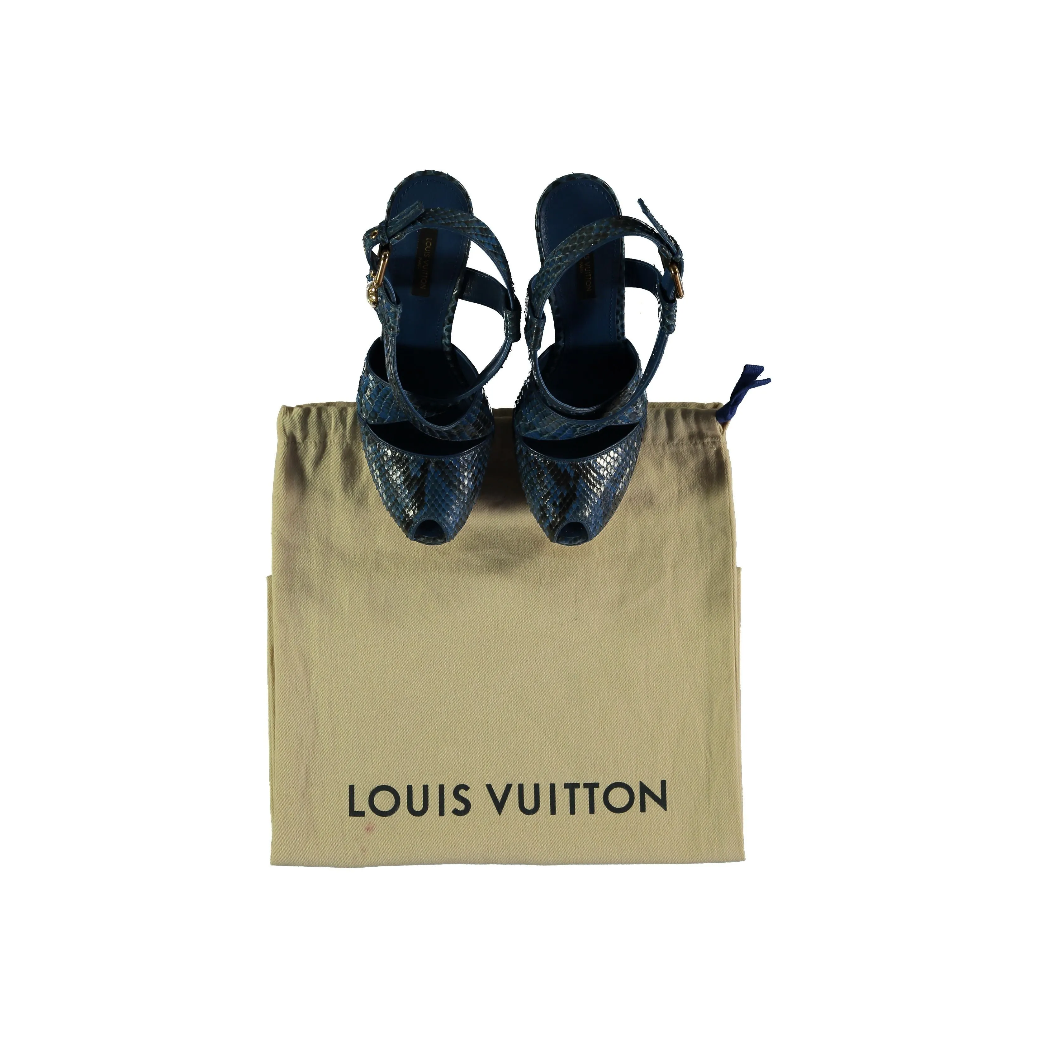 Louis Vuitton Snakeskin Peep-toe Platform Sandals