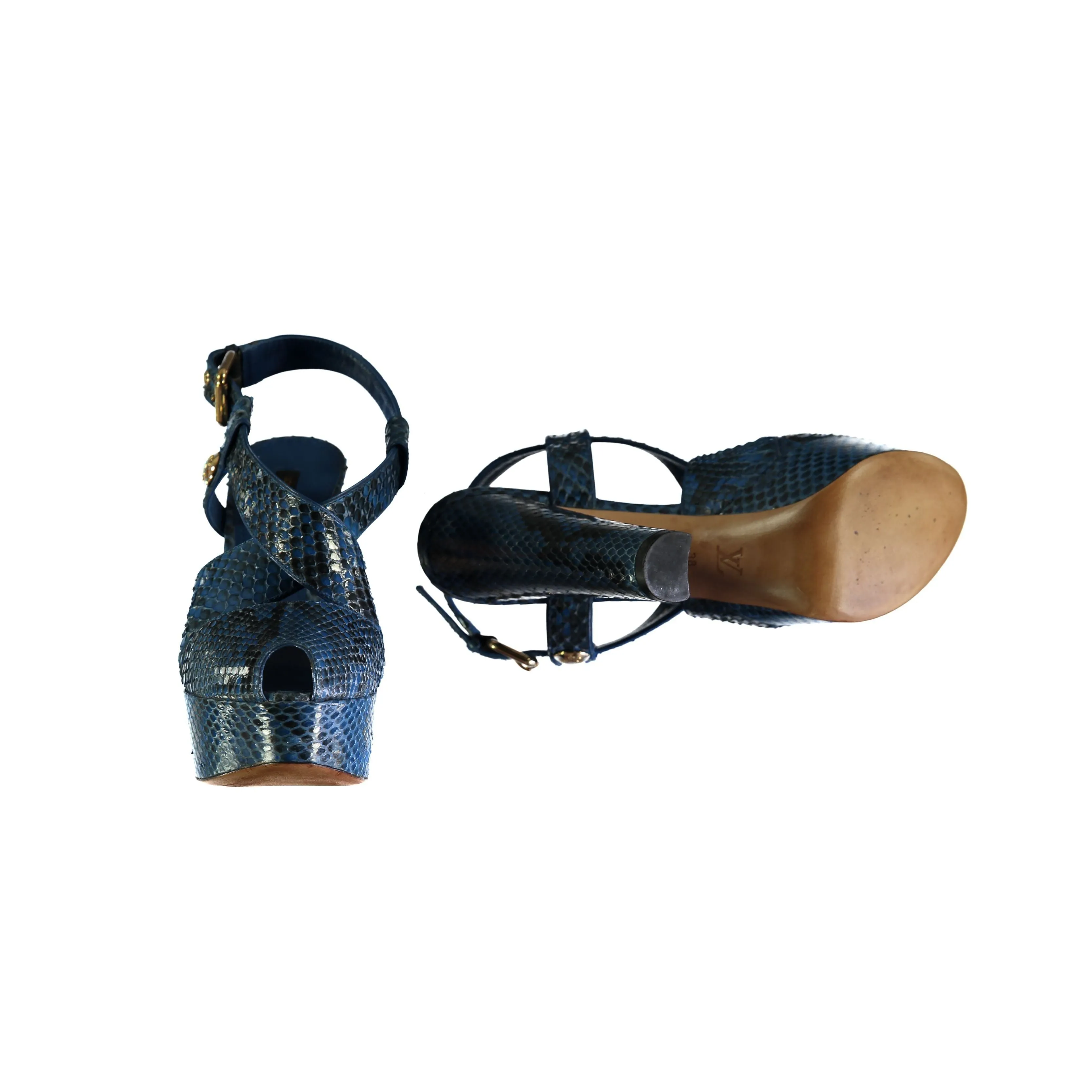 Louis Vuitton Snakeskin Peep-toe Platform Sandals