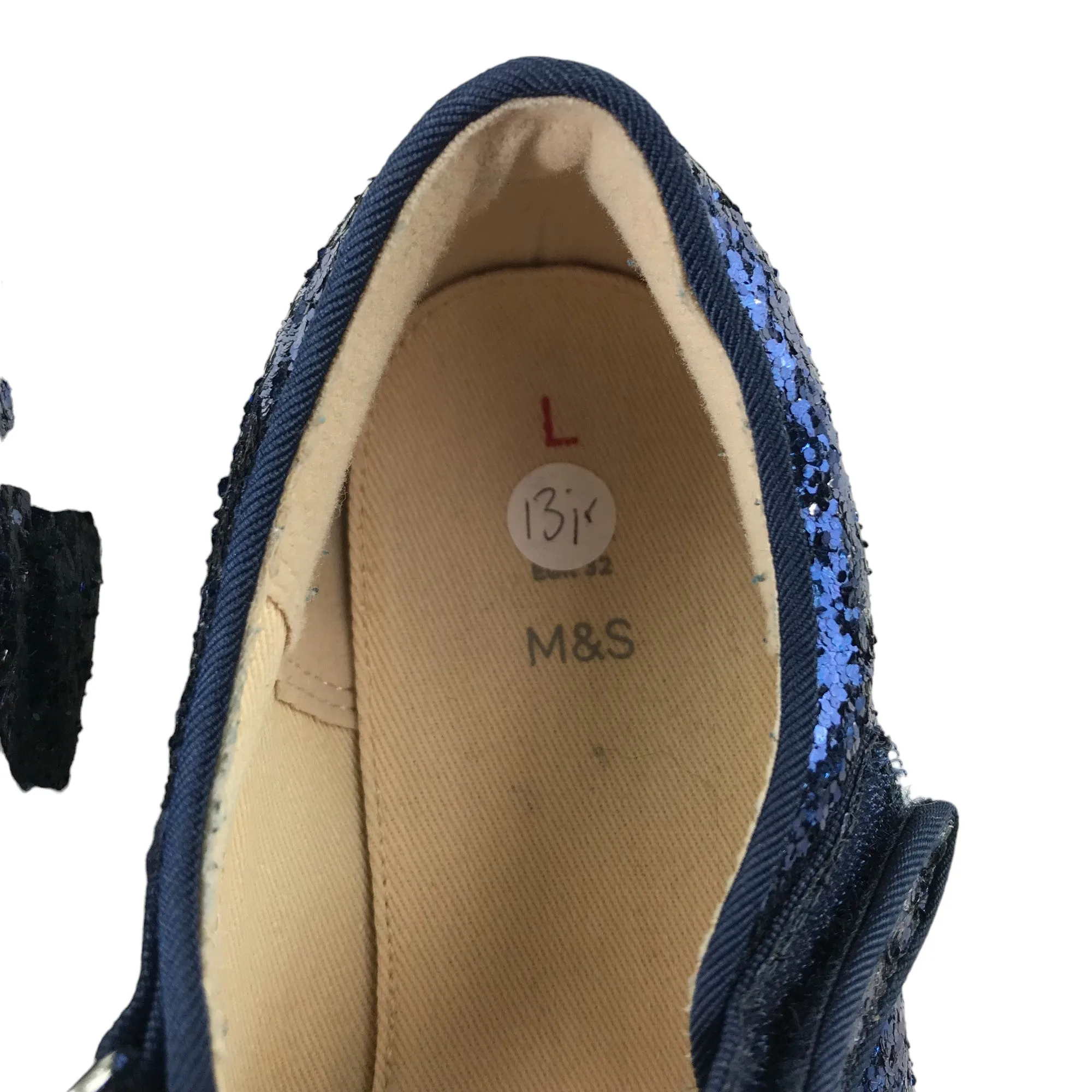 M&S Pumps Shoe Size 13 Junior Dark Blue Sparkly Glittery with Strap