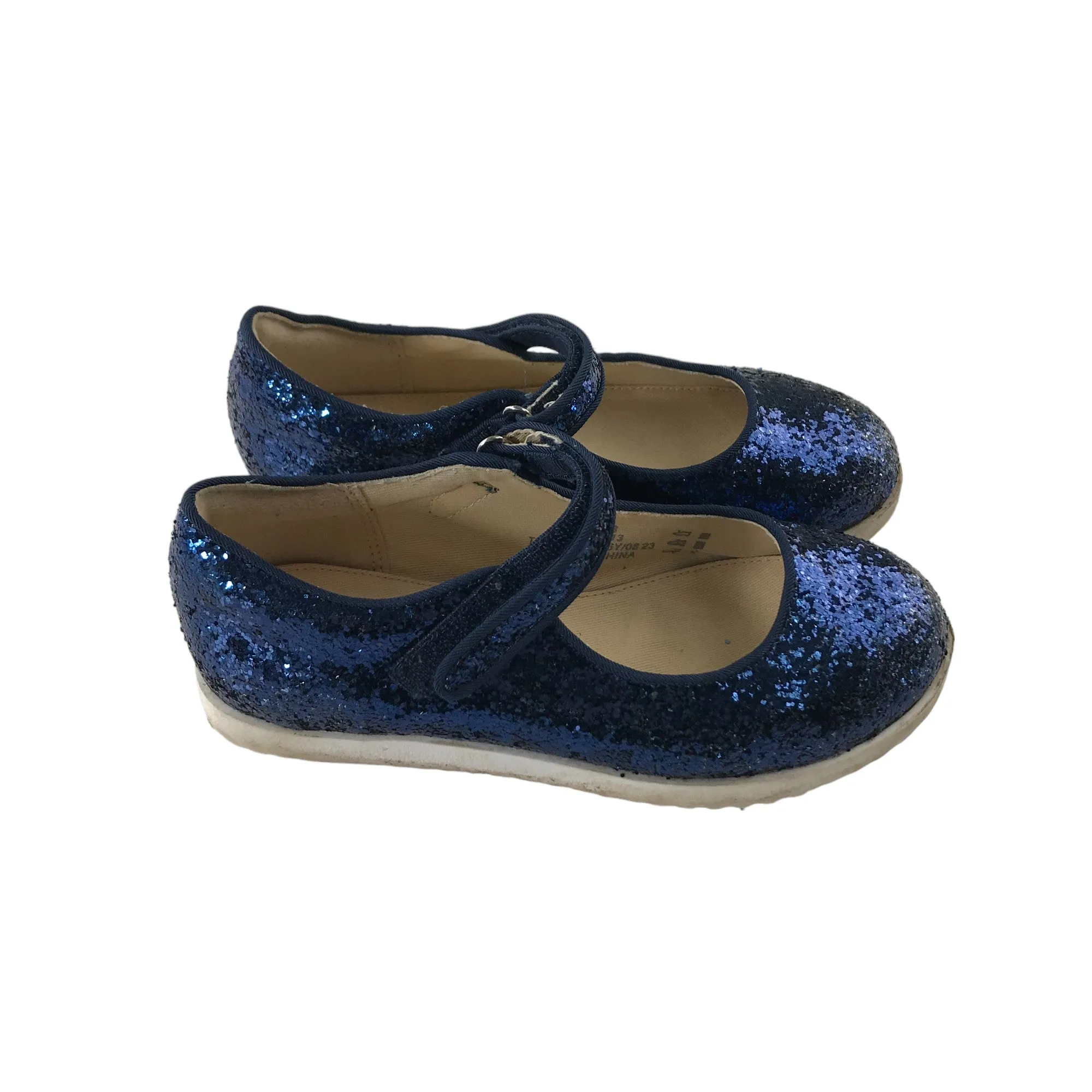 M&S Pumps Shoe Size 13 Junior Dark Blue Sparkly Glittery with Strap