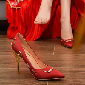 Metal Decoration Pumps - Bridal Wedding Shoes