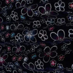 Multi-Color Velvet Embroidery Fabric