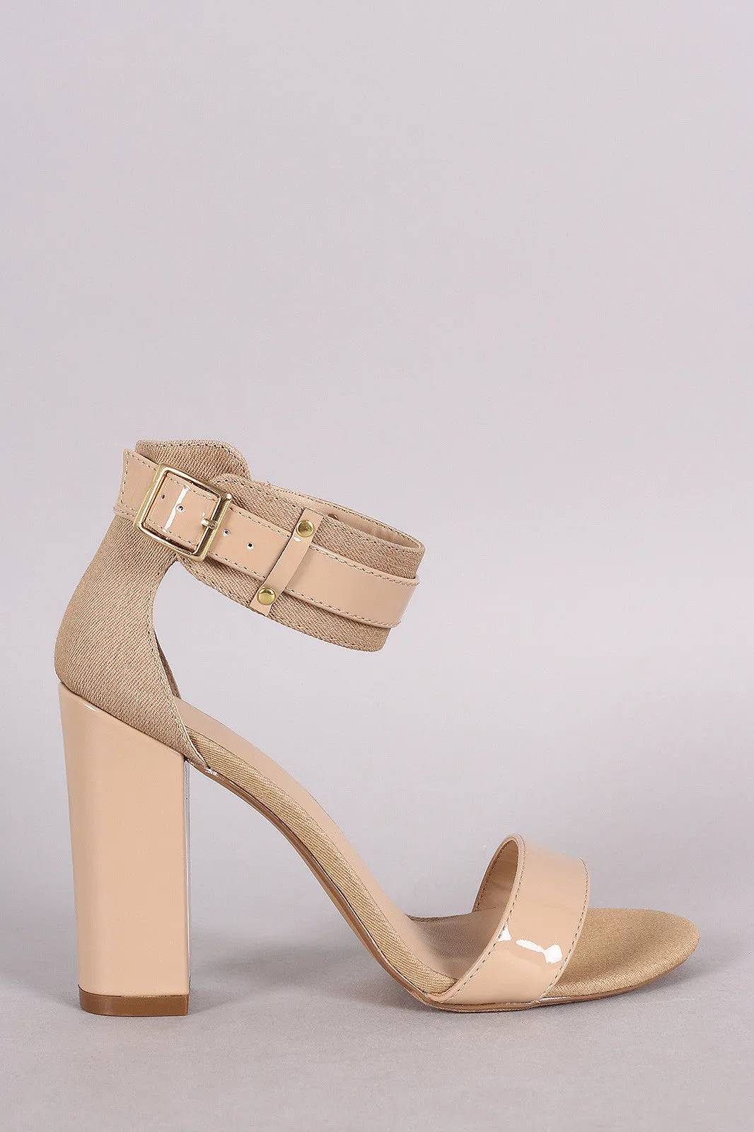 Open Toe Buckled Ankle Strap Heel