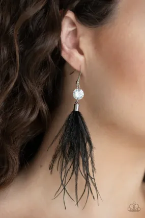 Paparazzi Feathered Flamboyance Earrings Black