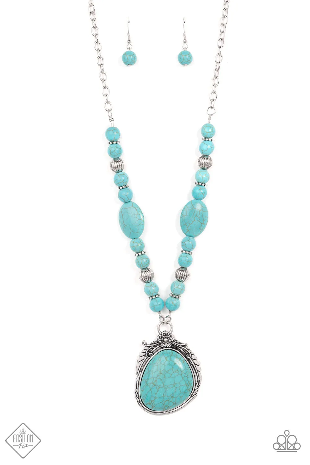 Paparazzi Southwest Paradise Blue Stone Short Necklace - Fashion Fix Simply Santa Fe January 2022