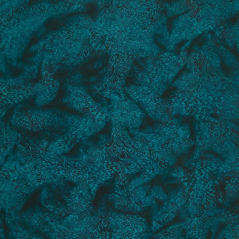 Peacock Plumes Batiks - Paisely Feather Ravine Yardage