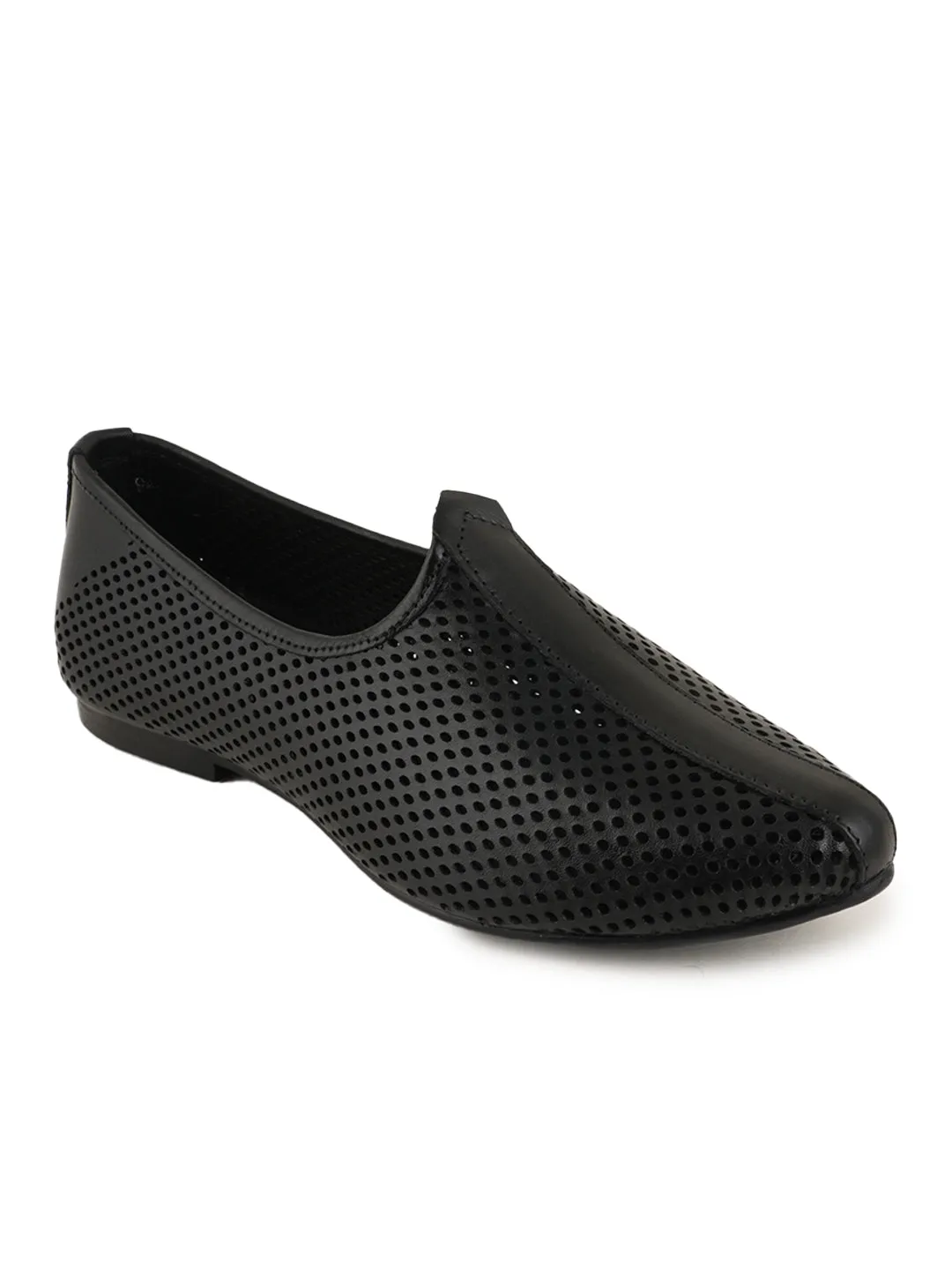 Pelle Albero Black Handcrafted Comfortable Mojari