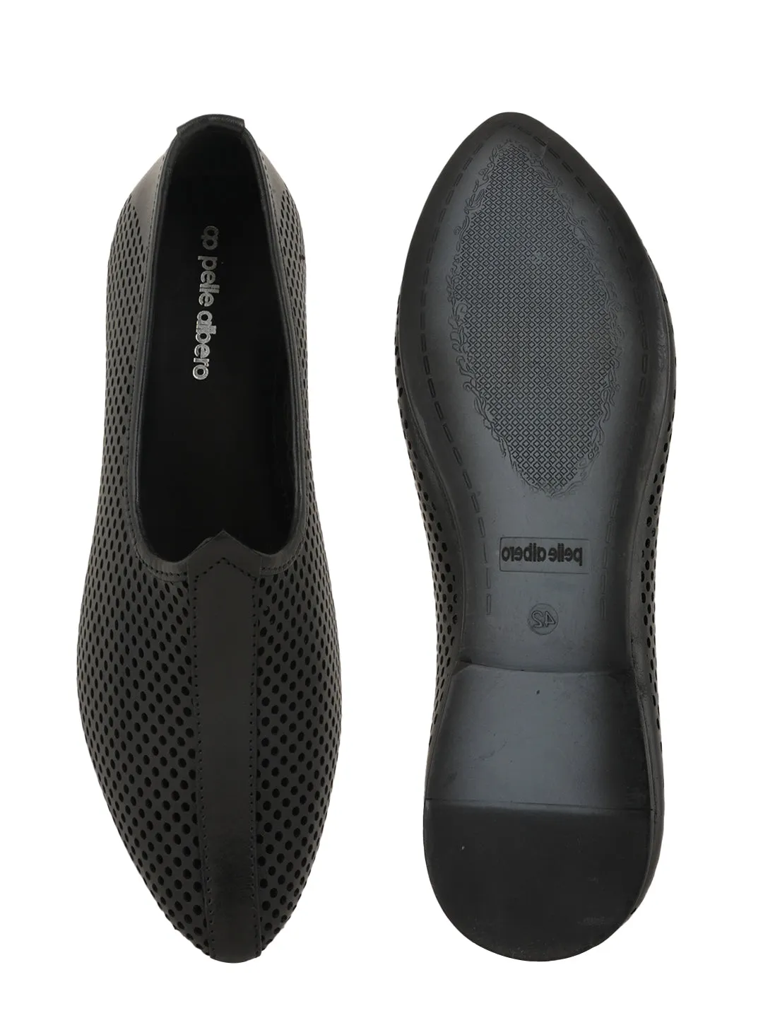 Pelle Albero Black Handcrafted Comfortable Mojari