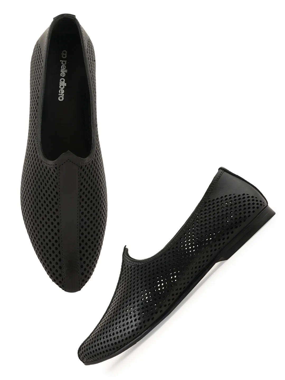 Pelle Albero Black Handcrafted Comfortable Mojari