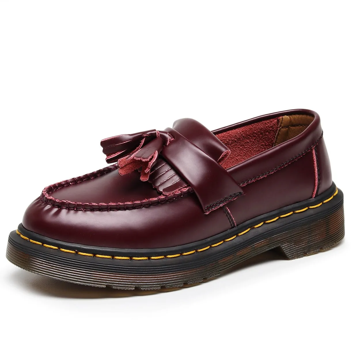 PEOPLETERRITORY Aberdeen fringed loafers women's leather low-top small leather shoes soft leather British style fashion student round head casual shoes