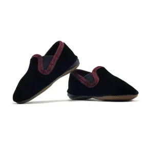 Pepe' Navy Velvet Burgundy Trimmed Soft Smoking Slip On 280