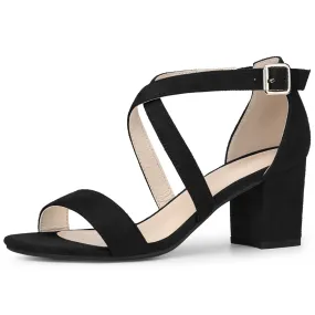 Perphy Cross Strap Open Toe Chunky Heels Sandals