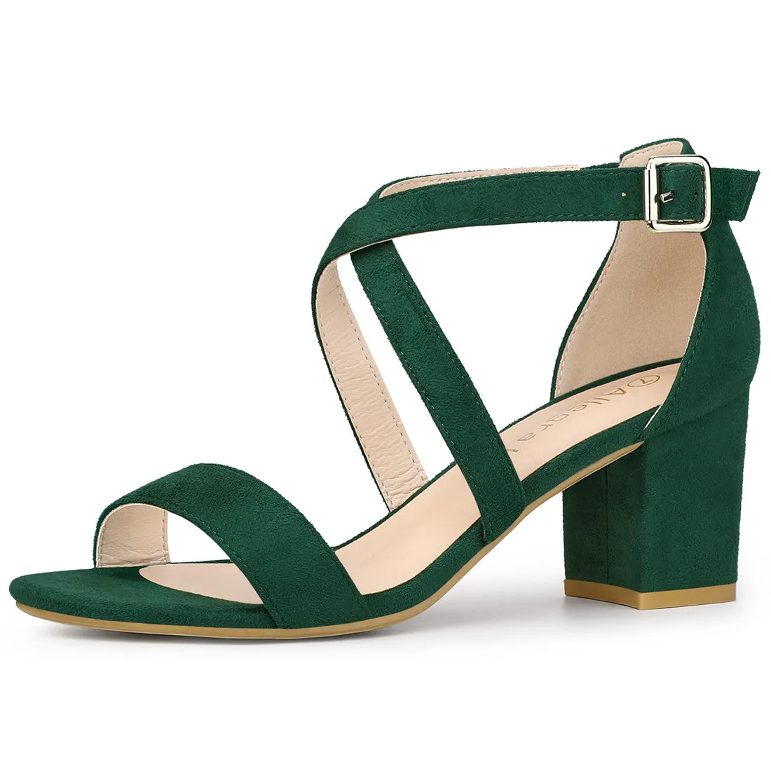 Perphy Cross Strap Open Toe Chunky Heels Sandals
