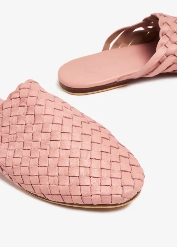 Pink Handwoven Lambskin Slippers