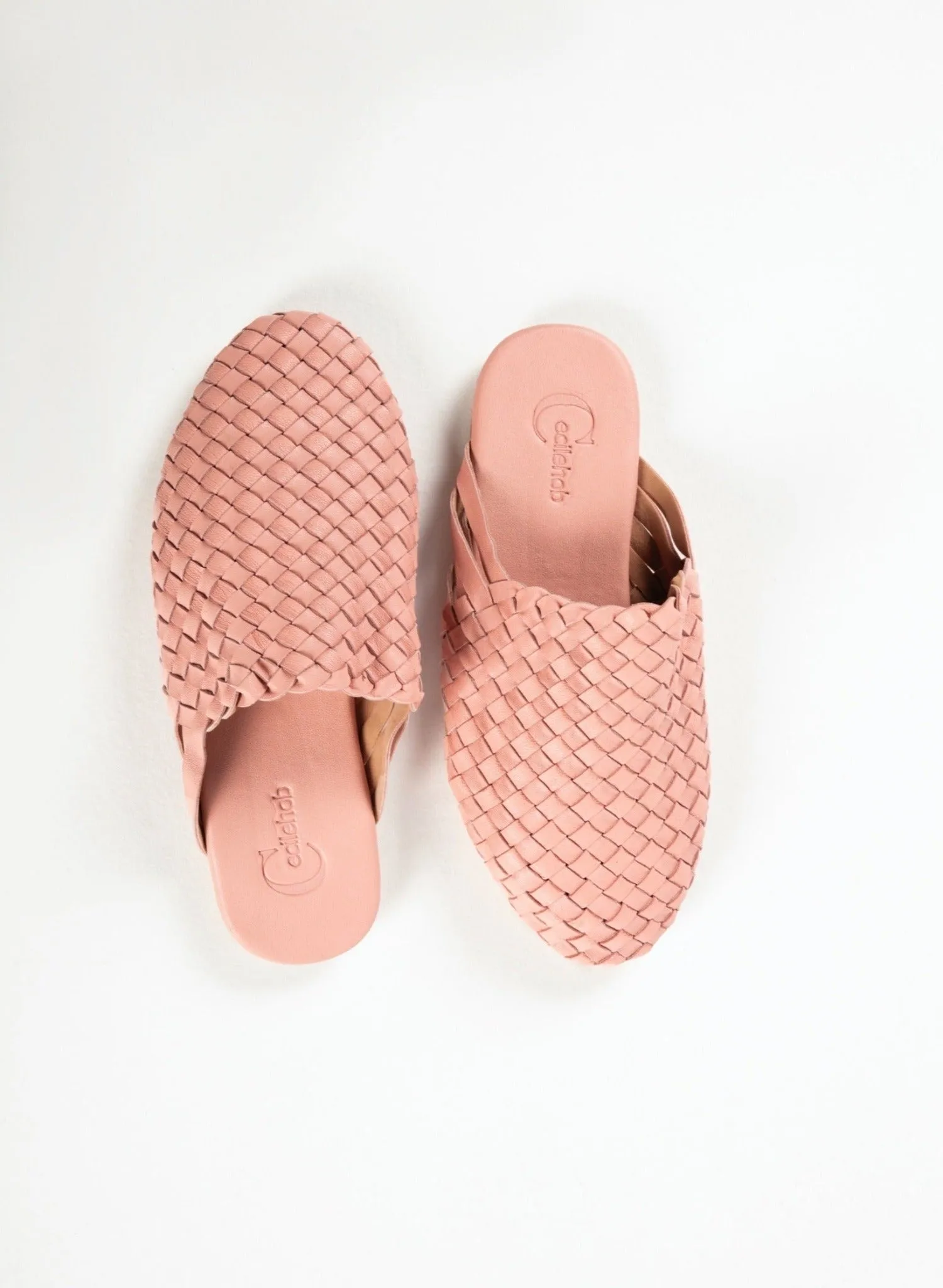 Pink Handwoven Lambskin Slippers