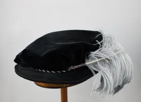 Pleated Flat Cap - Black / Silver Trim