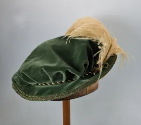 Pleated Flat Cap - Loden Green / Gold Trim
