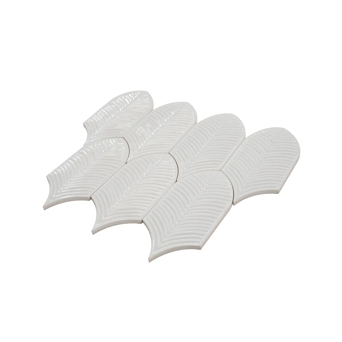 Plume White Feather Ceramic Tile