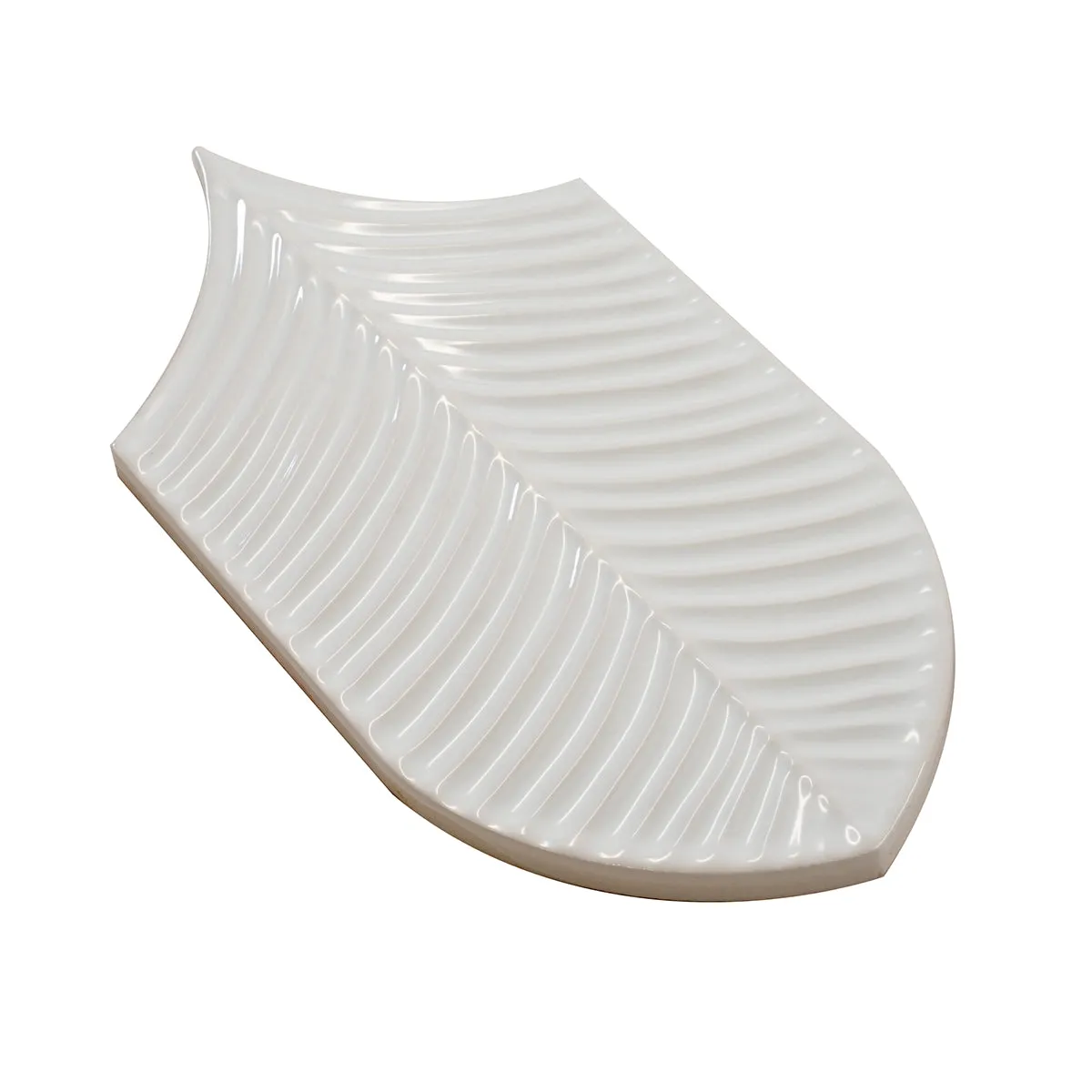 Plume White Feather Ceramic Tile